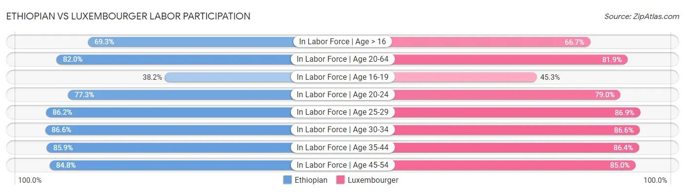 Ethiopian vs Luxembourger Labor Participation