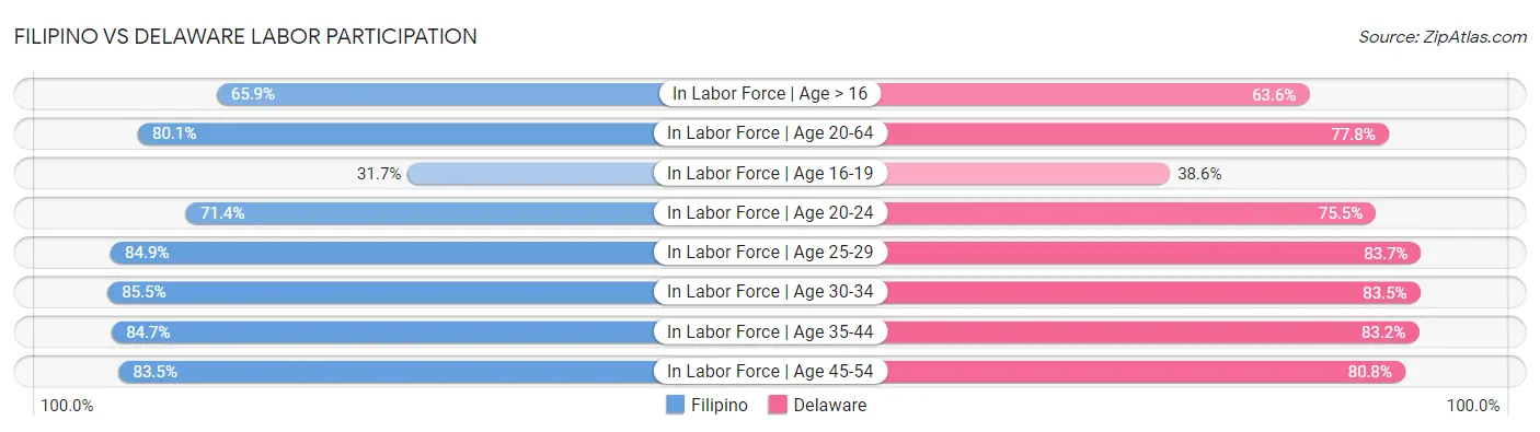 Filipino vs Delaware Labor Participation