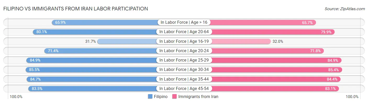 Filipino vs Immigrants from Iran Labor Participation