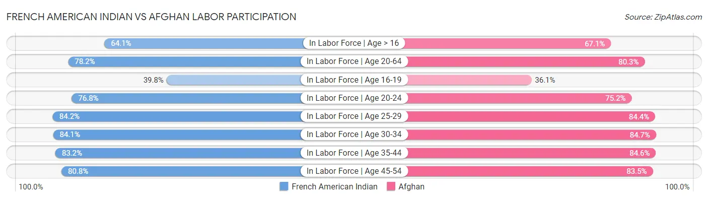 French American Indian vs Afghan Labor Participation