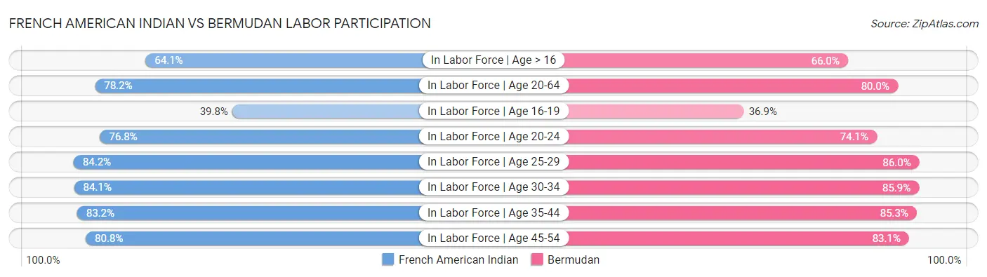 French American Indian vs Bermudan Labor Participation