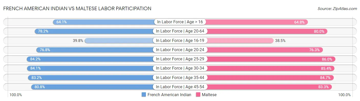 French American Indian vs Maltese Labor Participation