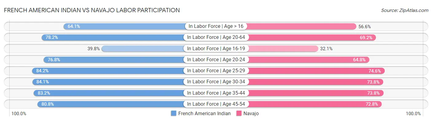 French American Indian vs Navajo Labor Participation