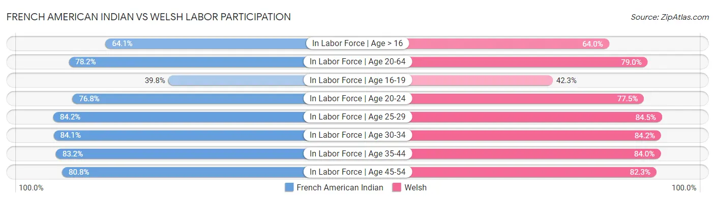French American Indian vs Welsh Labor Participation