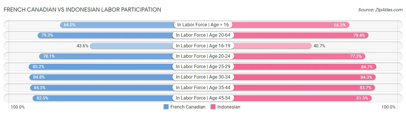 French Canadian vs Indonesian Labor Participation