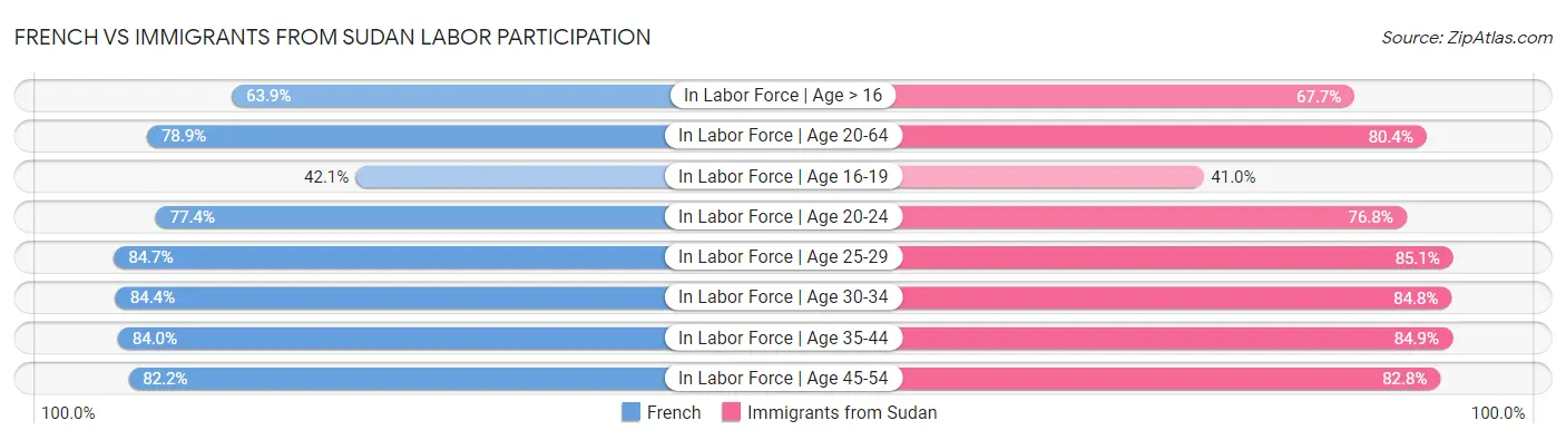 French vs Immigrants from Sudan Labor Participation
