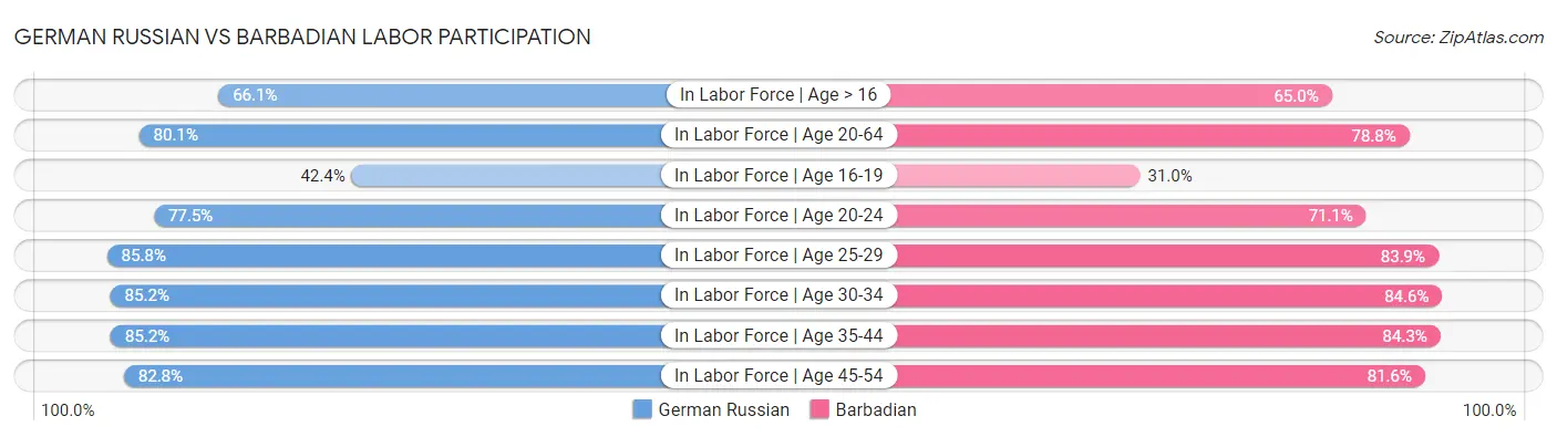 German Russian vs Barbadian Labor Participation