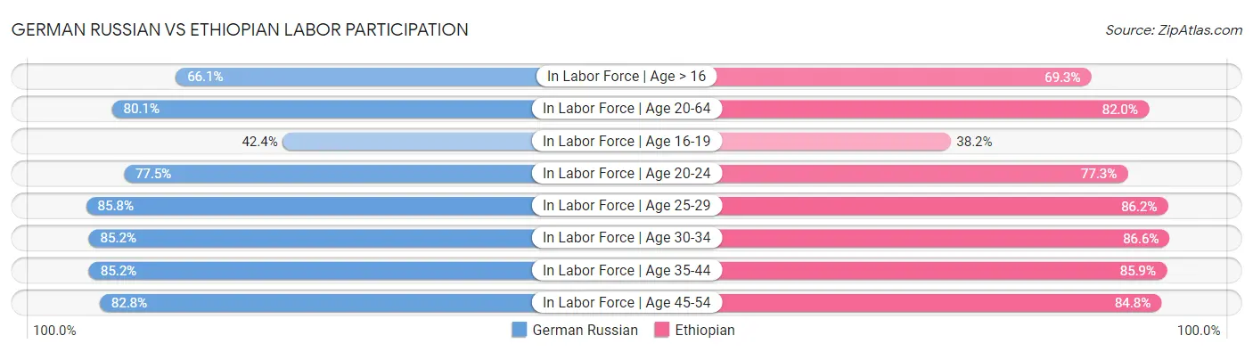 German Russian vs Ethiopian Labor Participation