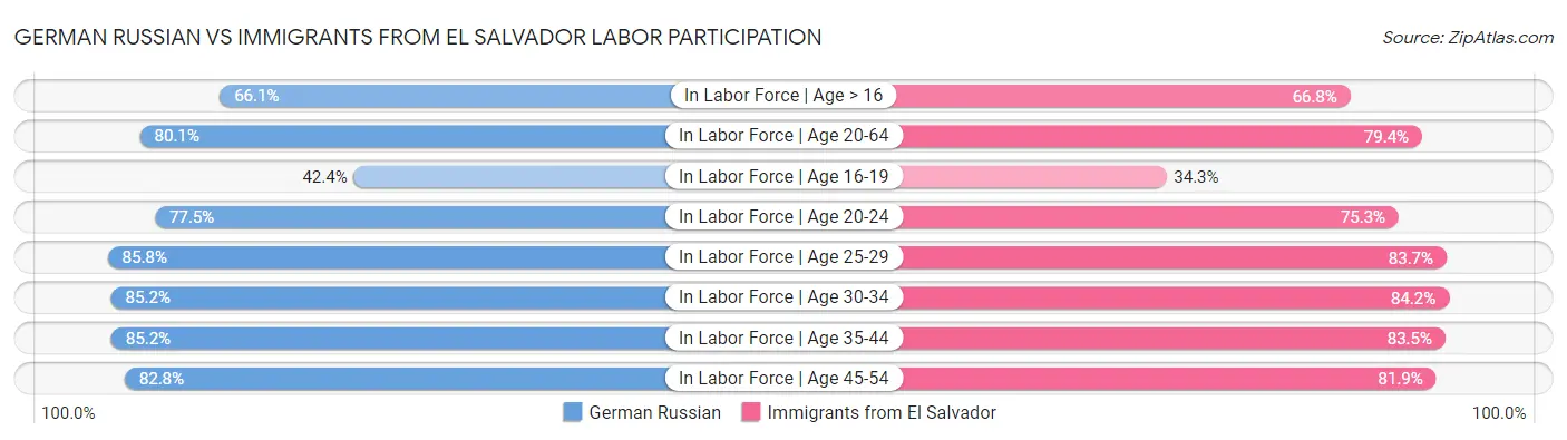 German Russian vs Immigrants from El Salvador Labor Participation
