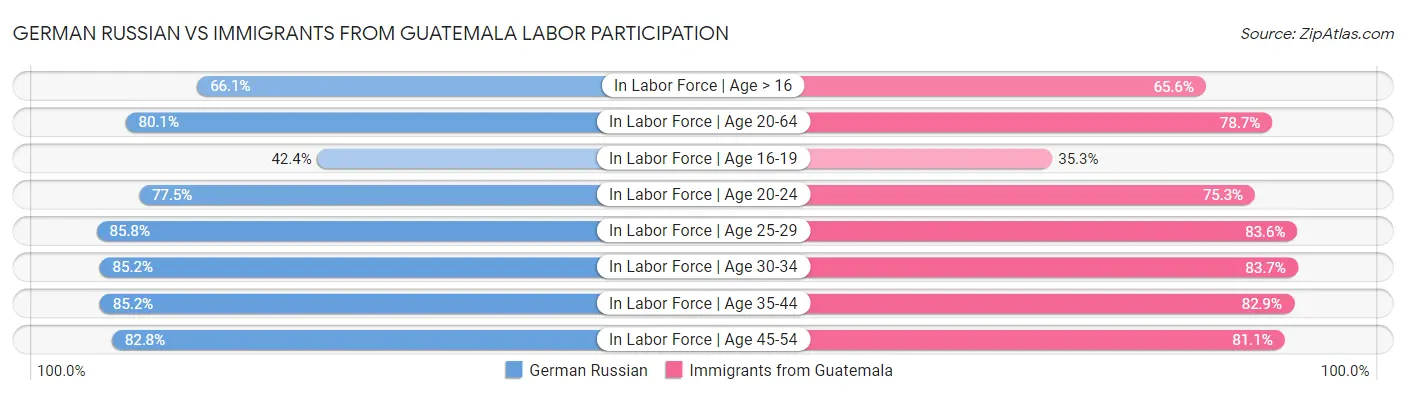 German Russian vs Immigrants from Guatemala Labor Participation