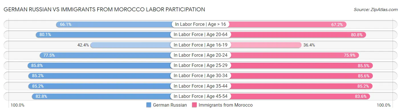 German Russian vs Immigrants from Morocco Labor Participation