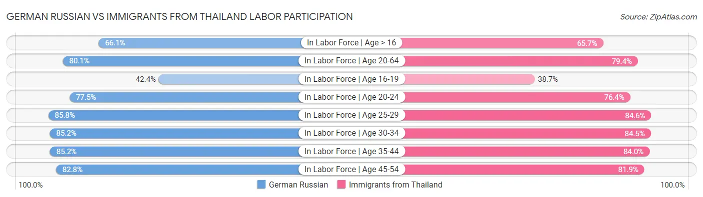 German Russian vs Immigrants from Thailand Labor Participation