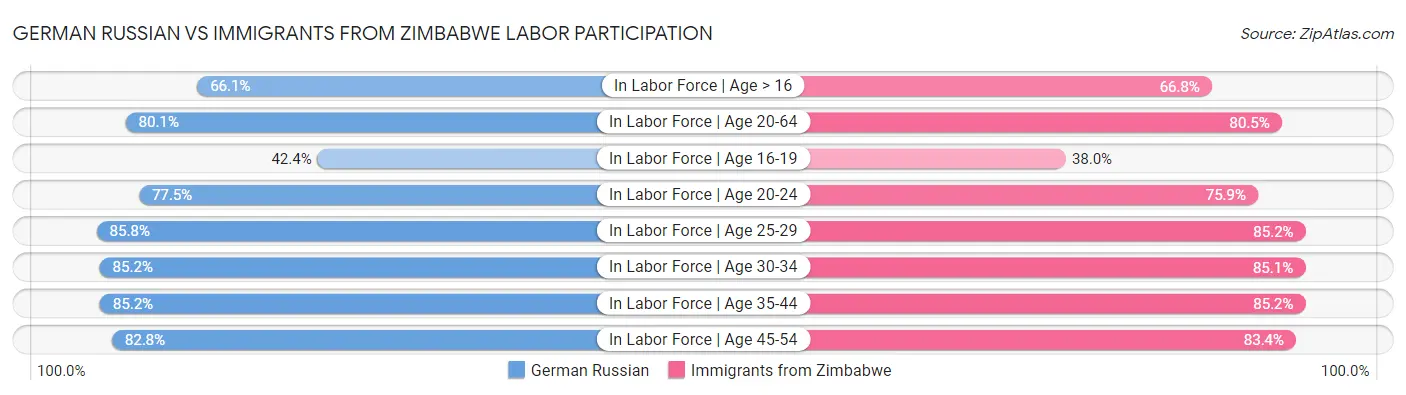 German Russian vs Immigrants from Zimbabwe Labor Participation