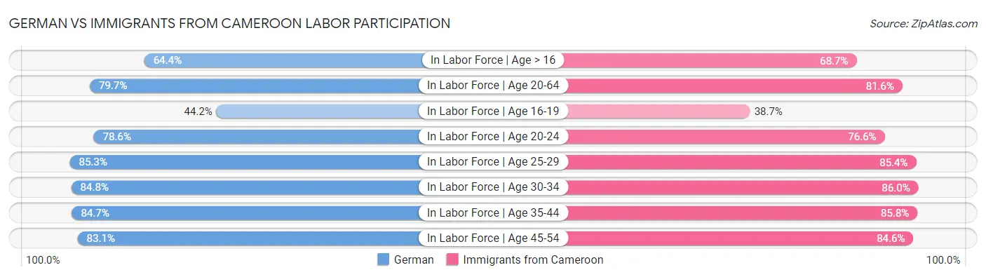 German vs Immigrants from Cameroon Labor Participation