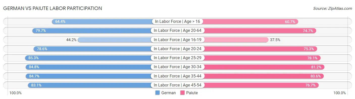 German vs Paiute Labor Participation