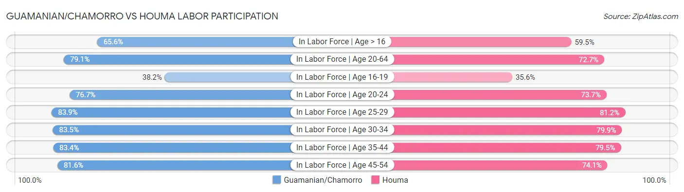 Guamanian/Chamorro vs Houma Labor Participation
