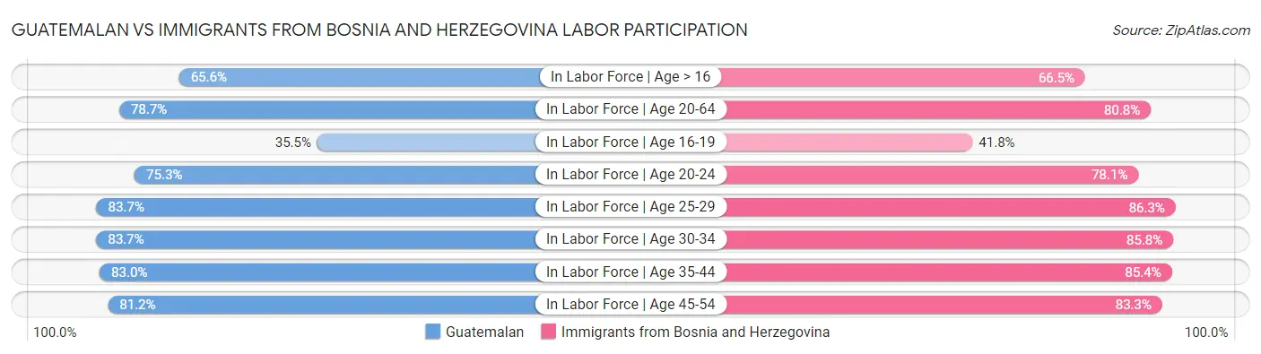 Guatemalan vs Immigrants from Bosnia and Herzegovina Labor Participation