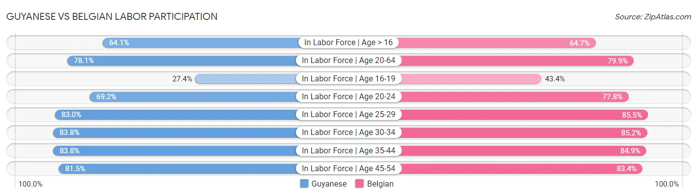 Guyanese vs Belgian Labor Participation