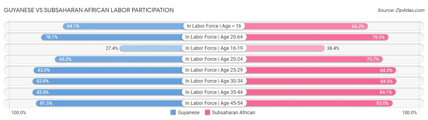 Guyanese vs Subsaharan African Labor Participation