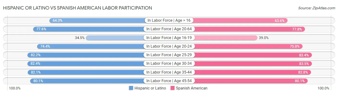 Hispanic or Latino vs Spanish American Labor Participation