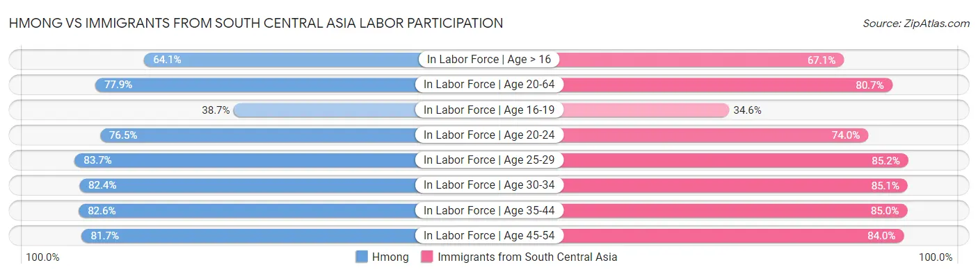 Hmong vs Immigrants from South Central Asia Labor Participation