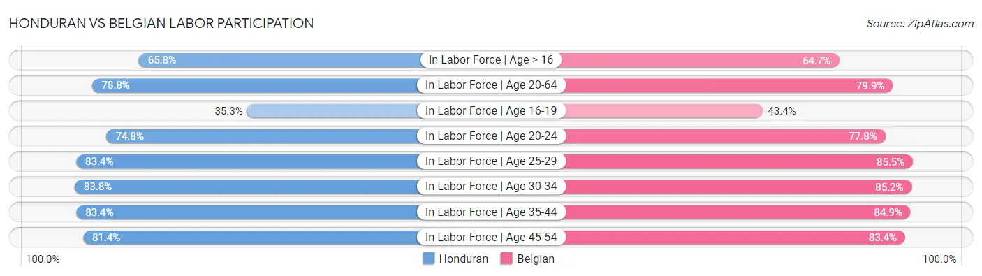 Honduran vs Belgian Labor Participation