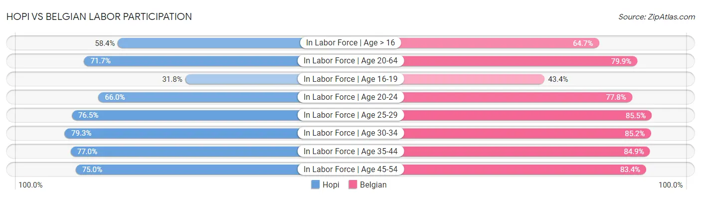 Hopi vs Belgian Labor Participation