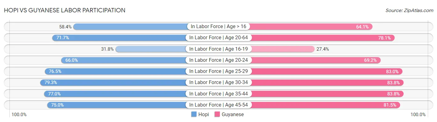 Hopi vs Guyanese Labor Participation