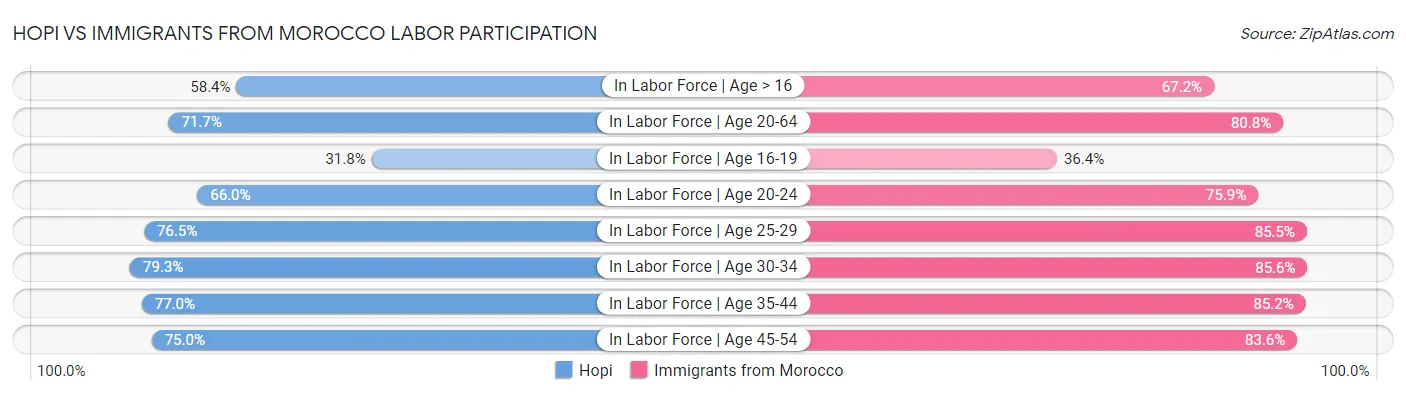 Hopi vs Immigrants from Morocco Labor Participation