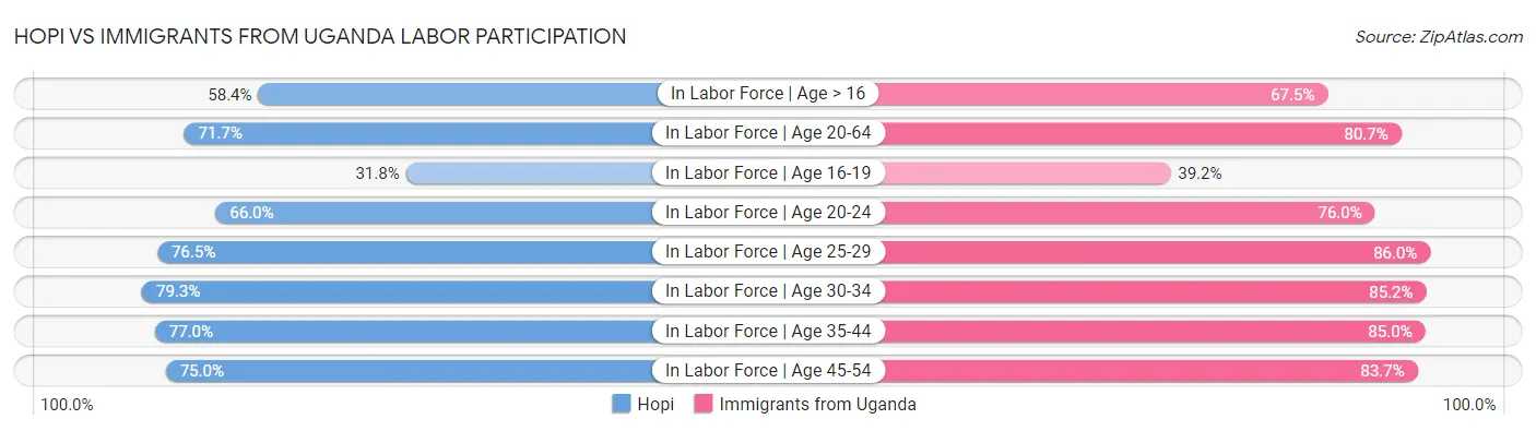 Hopi vs Immigrants from Uganda Labor Participation