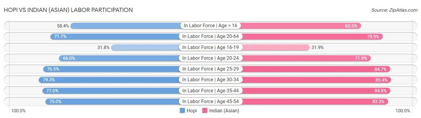 Hopi vs Indian (Asian) Labor Participation