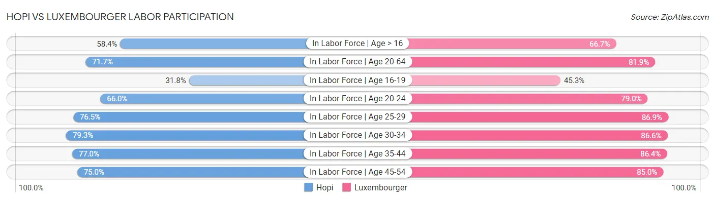 Hopi vs Luxembourger Labor Participation