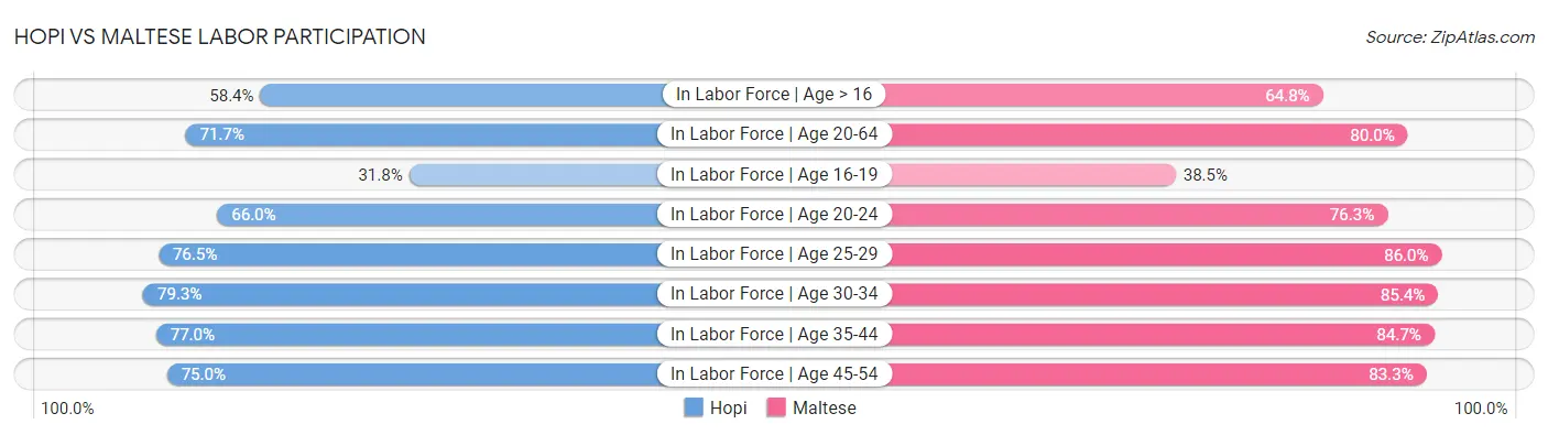 Hopi vs Maltese Labor Participation