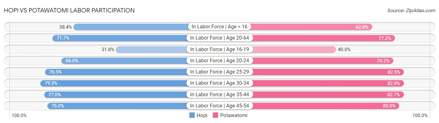 Hopi vs Potawatomi Labor Participation