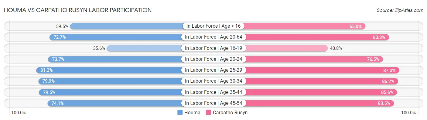 Houma vs Carpatho Rusyn Labor Participation