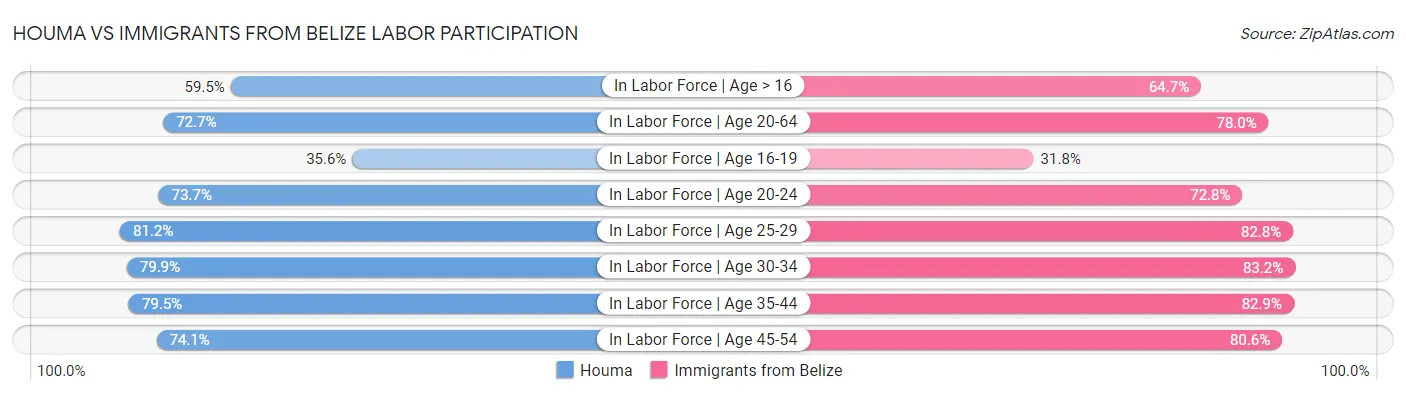 Houma vs Immigrants from Belize Labor Participation