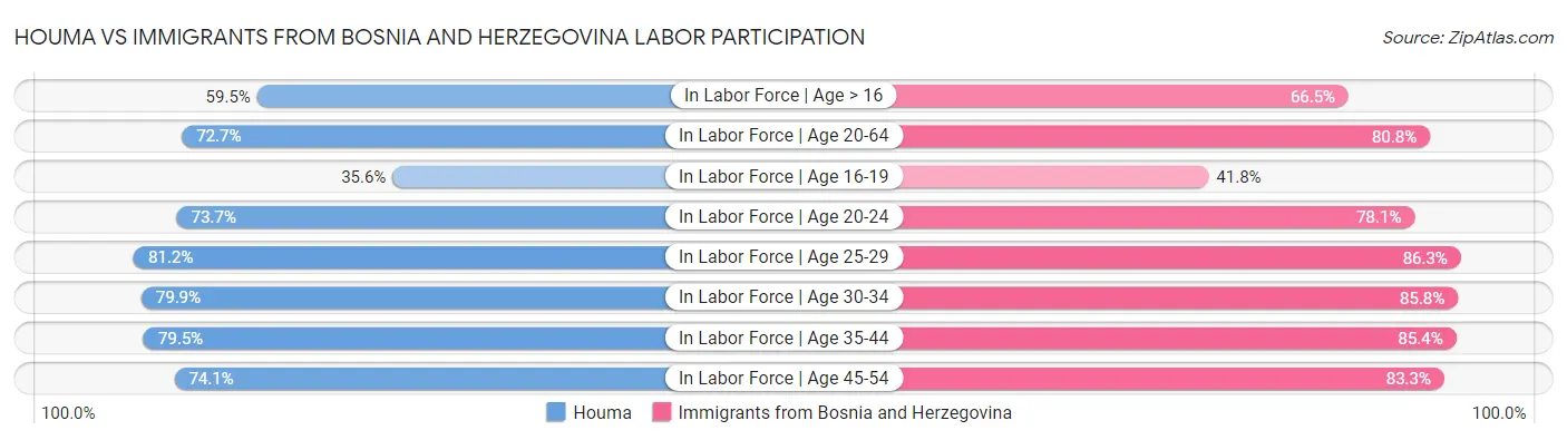 Houma vs Immigrants from Bosnia and Herzegovina Labor Participation