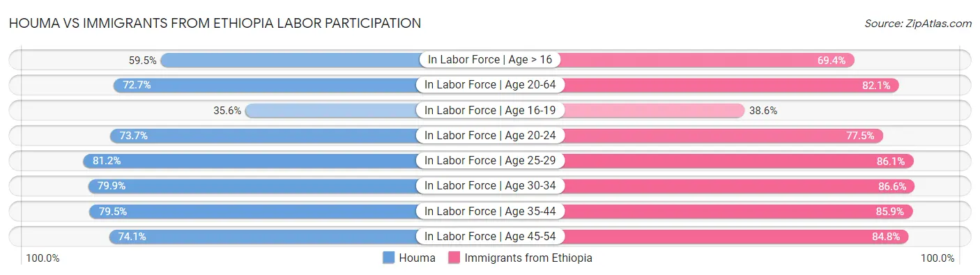 Houma vs Immigrants from Ethiopia Labor Participation