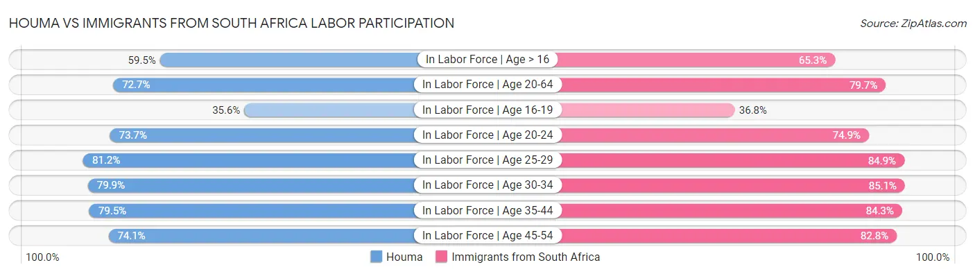 Houma vs Immigrants from South Africa Labor Participation