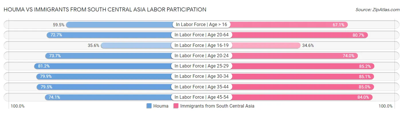 Houma vs Immigrants from South Central Asia Labor Participation