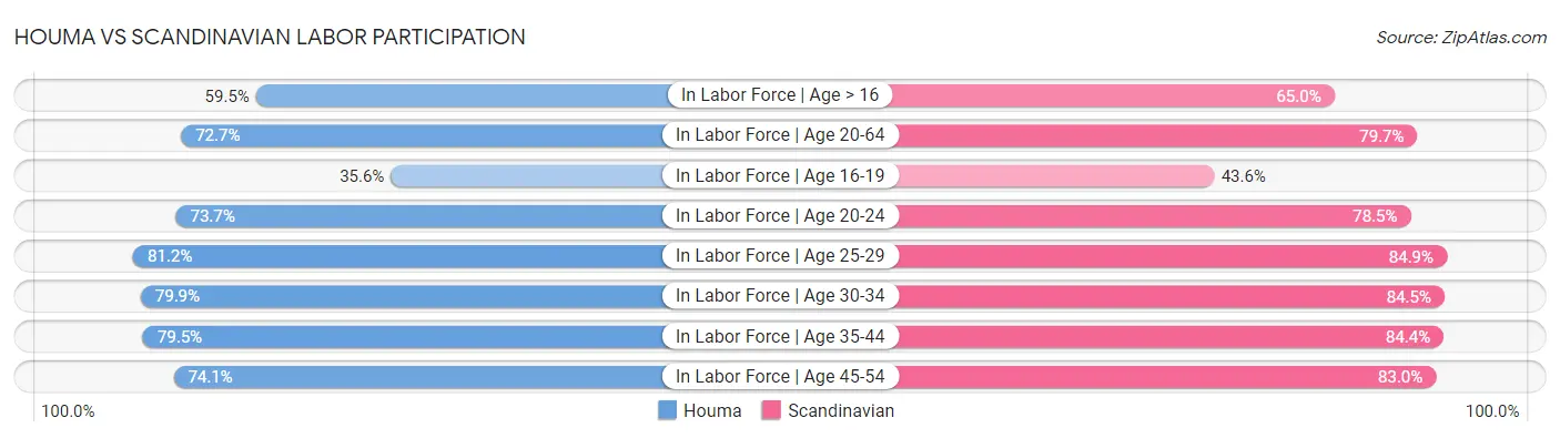 Houma vs Scandinavian Labor Participation
