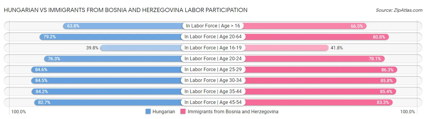 Hungarian vs Immigrants from Bosnia and Herzegovina Labor Participation