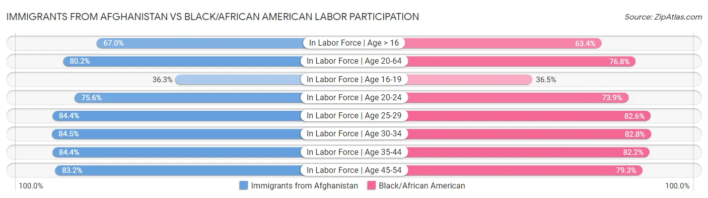 Immigrants from Afghanistan vs Black/African American Labor Participation