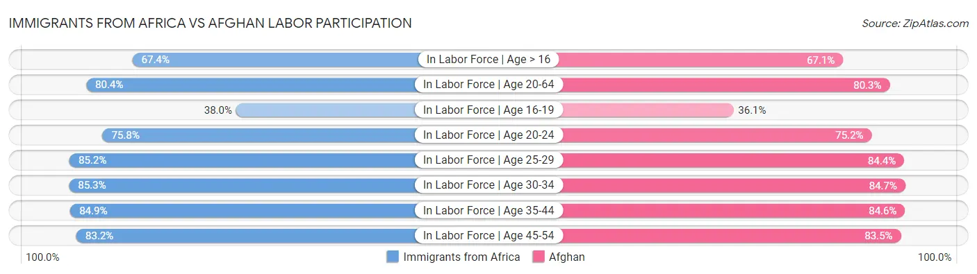 Immigrants from Africa vs Afghan Labor Participation