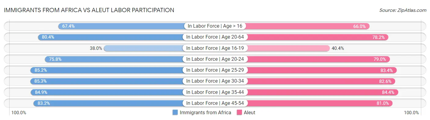 Immigrants from Africa vs Aleut Labor Participation