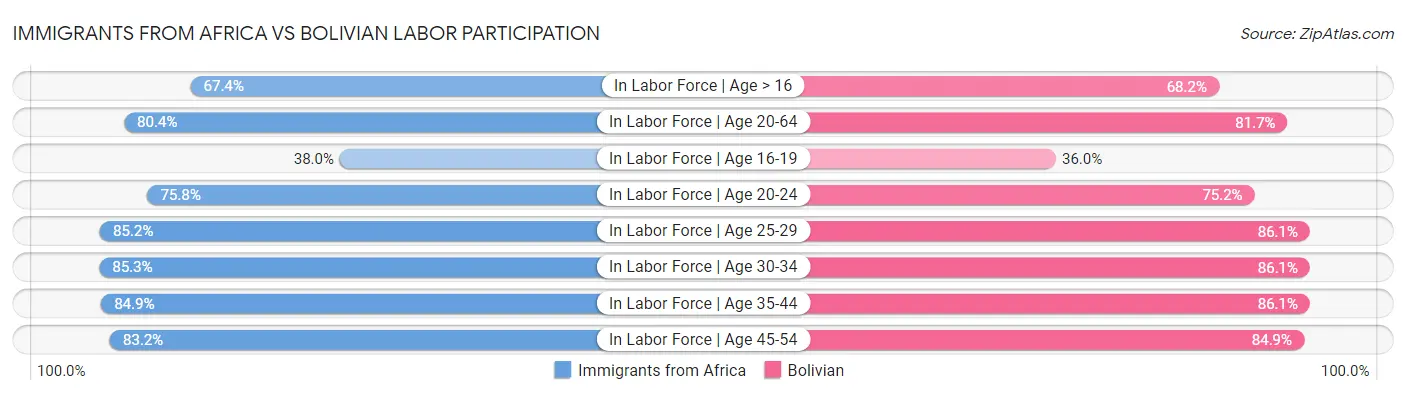Immigrants from Africa vs Bolivian Labor Participation