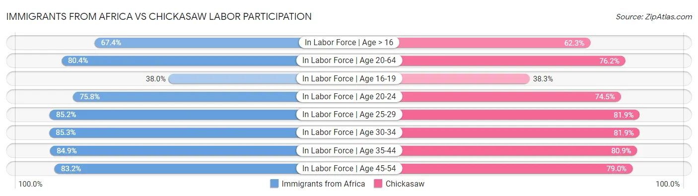 Immigrants from Africa vs Chickasaw Labor Participation