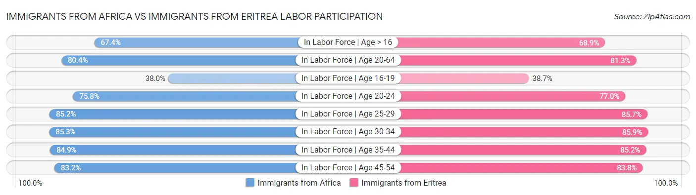 Immigrants from Africa vs Immigrants from Eritrea Labor Participation