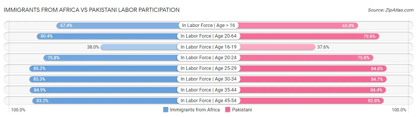 Immigrants from Africa vs Pakistani Labor Participation