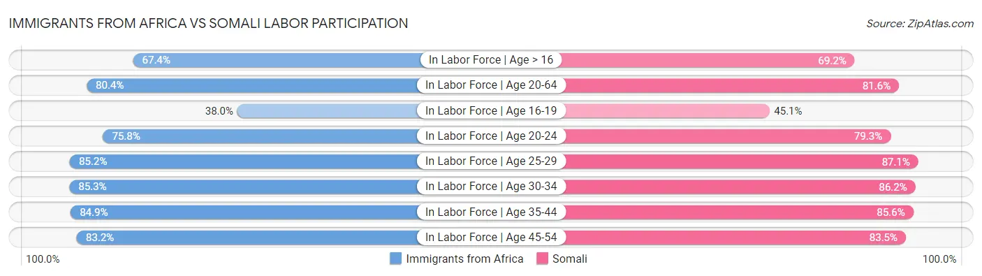 Immigrants from Africa vs Somali Labor Participation